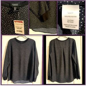 BNWT | Jones & Co. Black & White Polka Dotted Light-Weight Blouse | XL